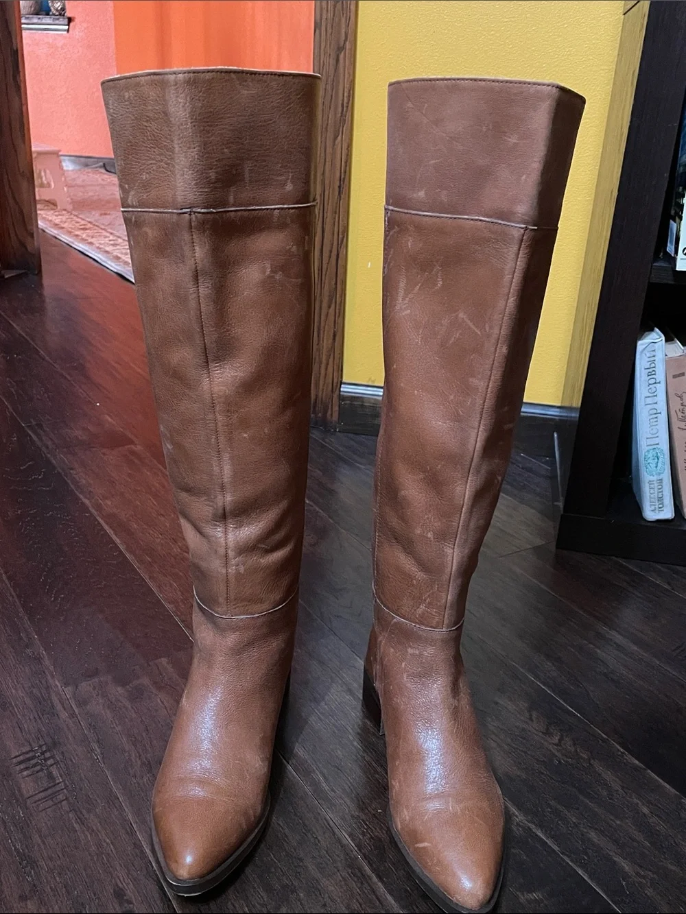 Franco Sarto Brown Over-the-Knee Wide Calf Leather Boots